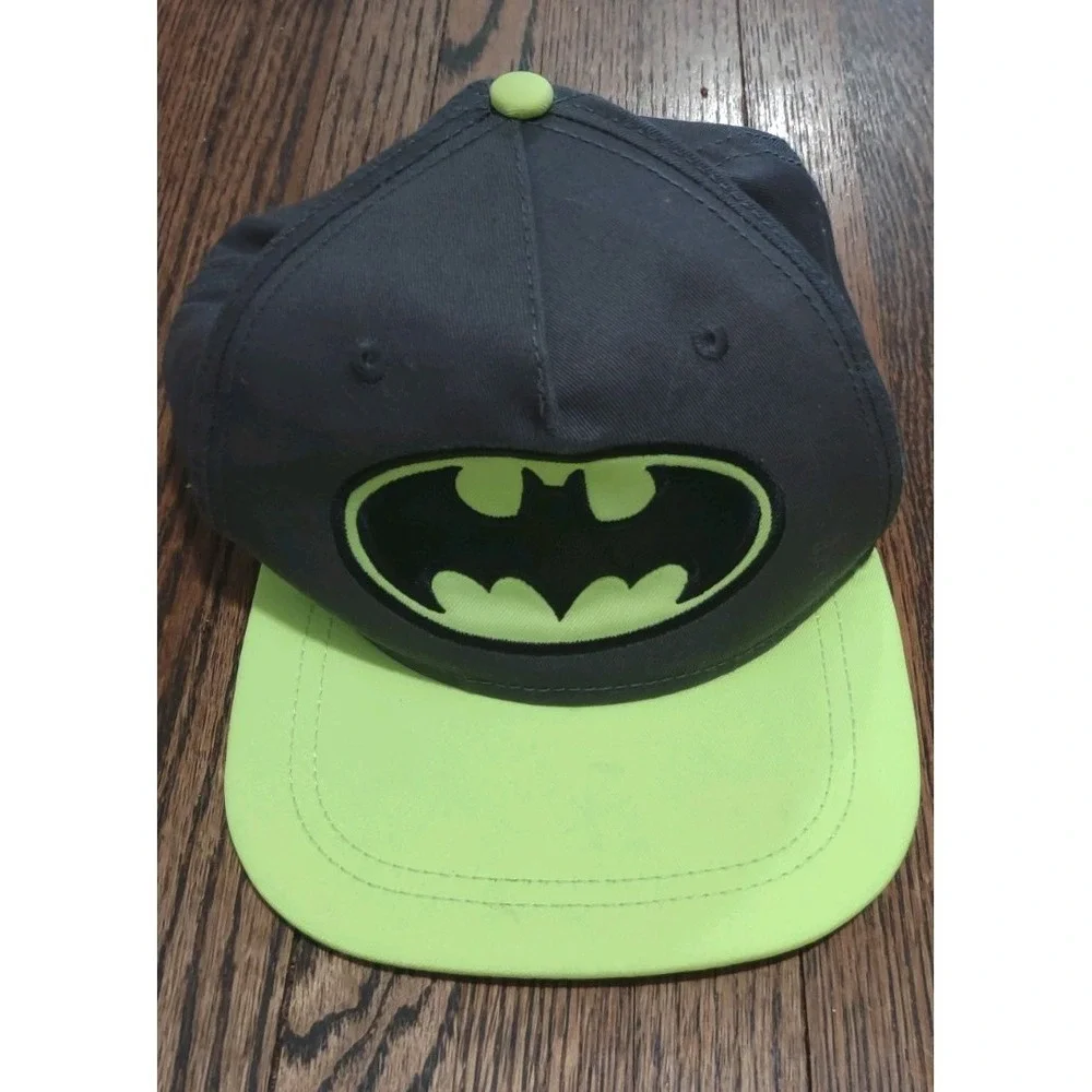 DC Comics Batman Hat Youth Boys Charcoal Grey Neon Lime‎ Green Snapback Cap